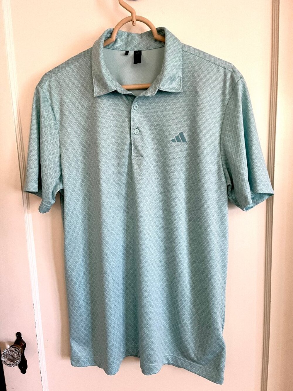Adidas Core Allover Print Mint Green Golf Polo Shirt_Size M